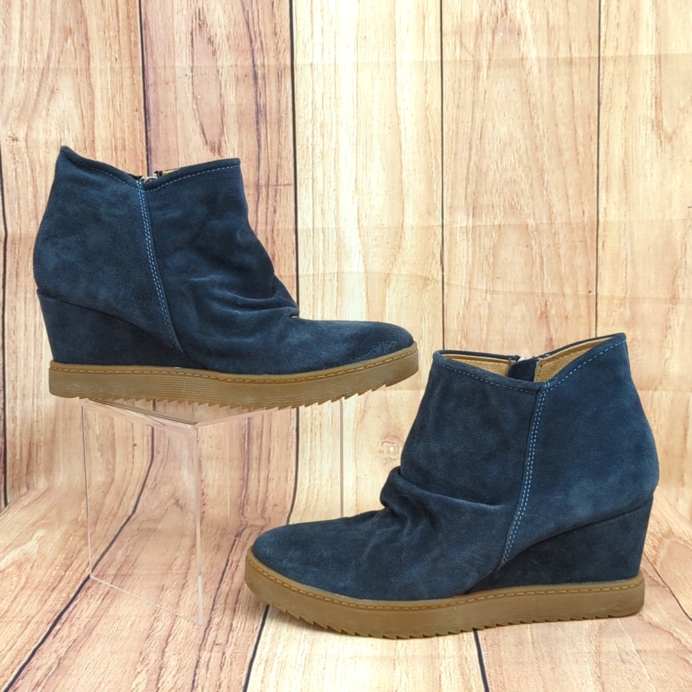 Sofft Siri Wedge Suede Booties Ankle Boots Dark Blue Sz 10 - Picture 7 of 9